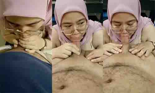 Bokep Cewek Jilbab Kacamata BJ Kontol Bule